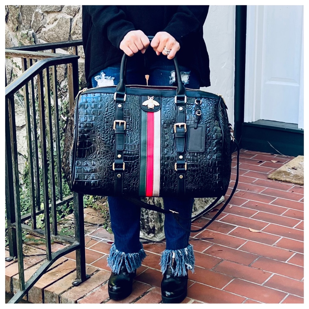 Embossed Fabulous vegan Weekend Travel Duffle Bag - Picture 8 of 8